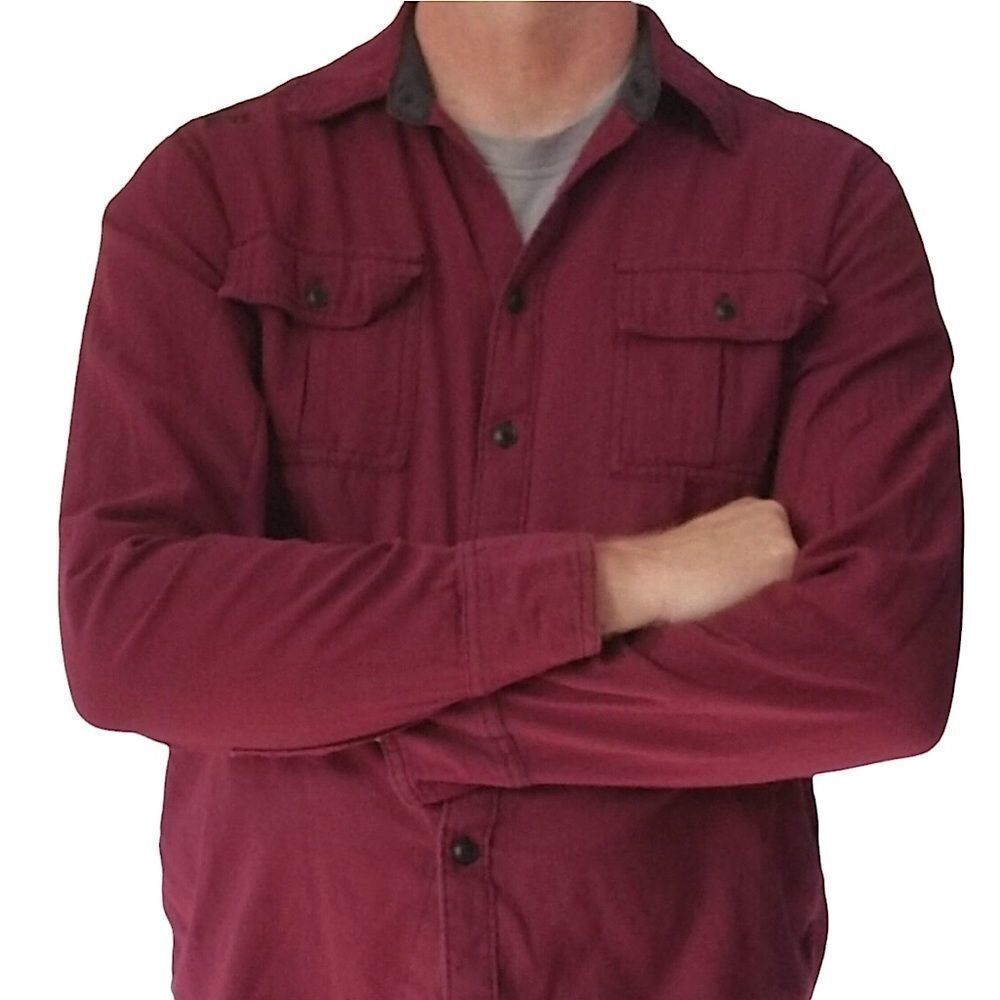 Vtg Fox Lightweight Flannel Long Sleeve Maroon Shirt sz L